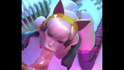 Dva oral pleasure with lipstick
