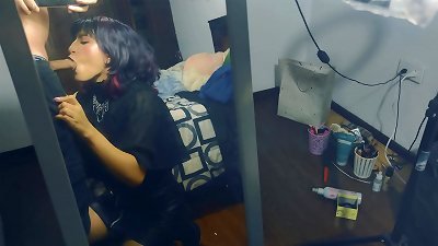 sloppy youthfull goth cockslut enjoys man-meat and creampie