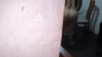 Cleaning the building without any clothes