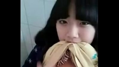 tasty teenie chinese showing knockers and clit in public restroom