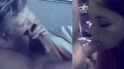 two married mummies blowjob the same prick as bossman likes seeing his whores perform on spycam to "bad to the bone"