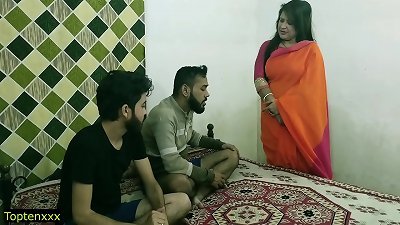 Indian molten xxx 3 way sex! Malkin aunty and two youthful dude hot sex! clear hindi audio