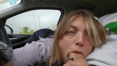 They find me giving A suck off TO MY STEPBROTHER IN THE CAR jism throat