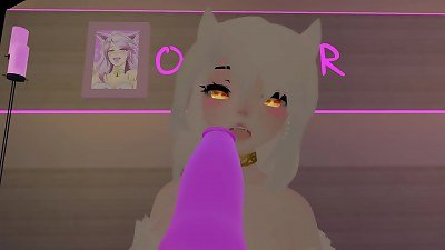 super hot Virtual Angel has fun with her new toys (loud groaning and Pov) in Vrchat