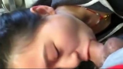 chinese girl blow and guzzle