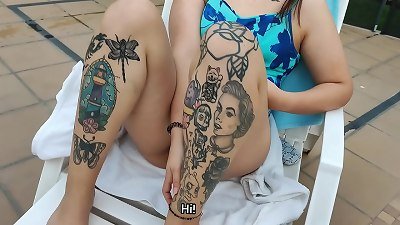 I convinced a insane damsel at the condominium pool to go to my apartment for "coffee" but I really wanted to ravage her and she knew it (Subtitled in English)