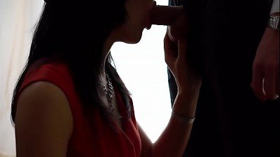 amateur deep-throat From scorching wifey In red dress For Friend, He spunk In Her gullet 4K