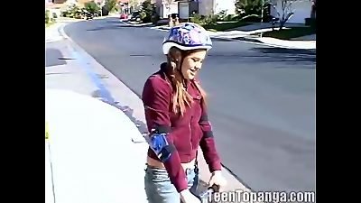 teen Topanga jerks in her garage