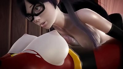 Incredibles - double Futa - Violet Parr gets creampied by Helen - 3-dimensional porno