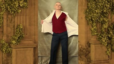 This smart guy's on stage and then the striptease music begins playing!