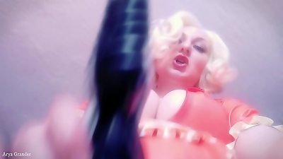 Selfie movie - femdom pov - strap on dildo poke - Rude dirty talk from latex Rubber torrid blonde cougar