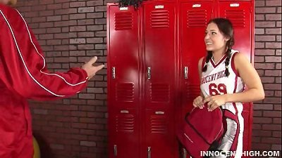 adorable black-haired teen getting drilled hard in the locker apartment