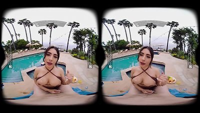 VR fuckers Tru Kait and your giant prick outdoors smash in VR pov