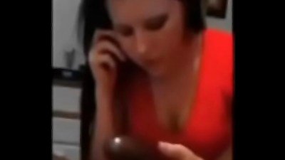 Damn! gorgeous young teenage has her mother on the phone while sucking a thick ebony chisel