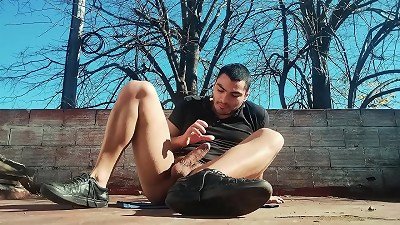 beefy guy outdoor beefy man, ginormous penis onanism until cum