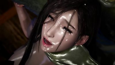 Tifa gets her taut pussy spread by a thick Orc Cock!