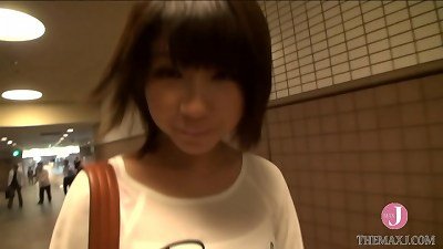 She eats the man rod with a cute little helluva face that provokes men, straddles the cock, and squeals and writhes in a uber-cute voice.