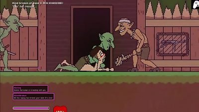 Captivity | Stage three | bare woman survivor struggles her way through horny goblins but fails and gets torn up hard guzzling liters of jizm | hentai Game Gameplay P3
