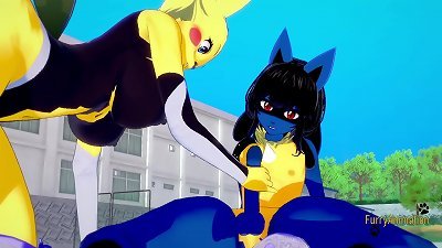 Pokemon manga porn hairy Yiff 3-dimensional - Lucario x Pikachu hard orgy - chinese asian anime manga porn game porno animation