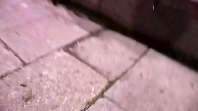 naked IN THE STREET! slutty teenager honey looks for men to ravage in public