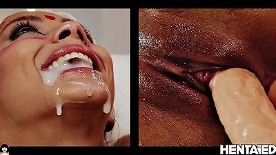 THE goddess OF squirt | double invasion by sex machine | Veronika Leal